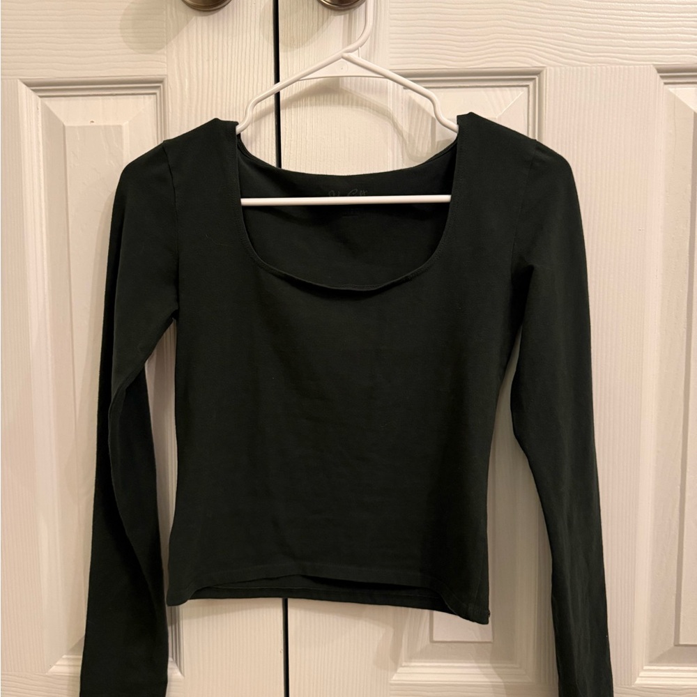 Brandy Melville Dark Green Long Sleeve Top